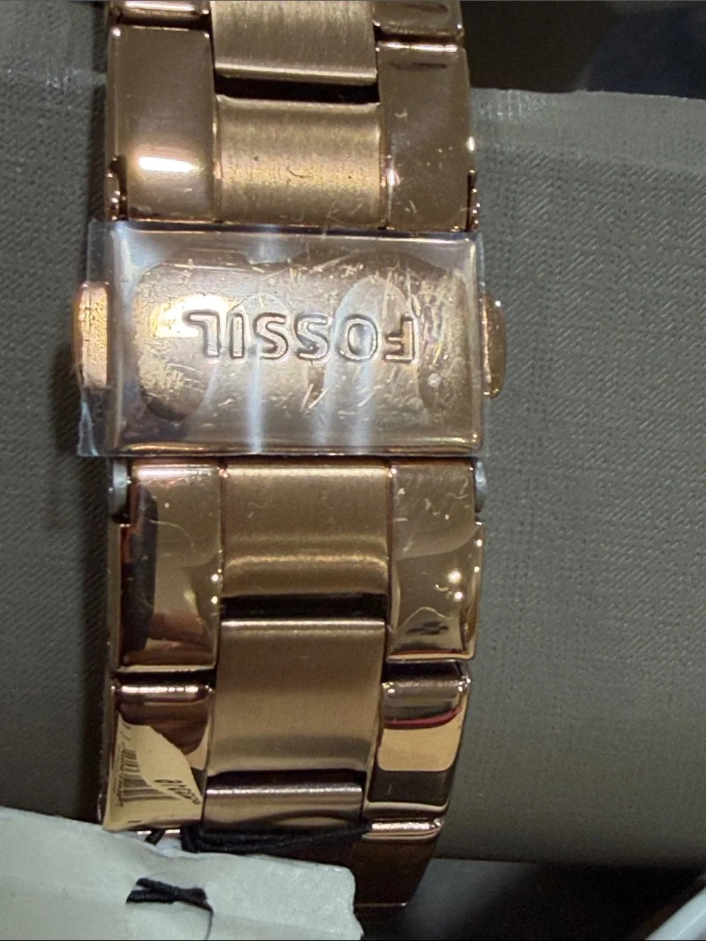 Fossil Rose Gold Tone Crystal Bezel Bracelet Watch